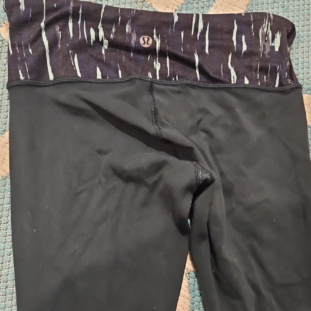 lululemon athletica Black Leggings with Patterned Waistband